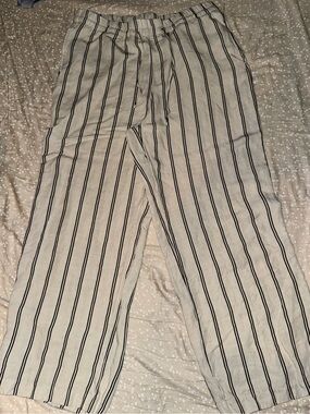 HM Cream and Black Linen Blend Pants L